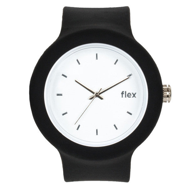 White On Black Flex Watch Front
