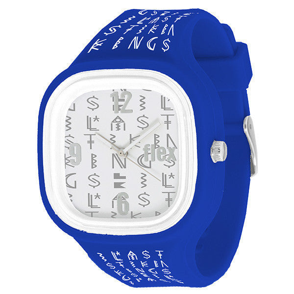 White On Blue Hieroglyphics Flex Watch Face