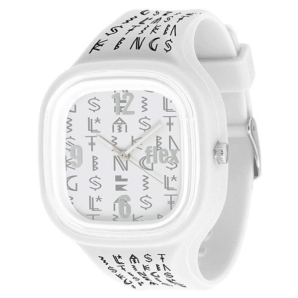 White On White Hieroglyphics Flex Watch Face
